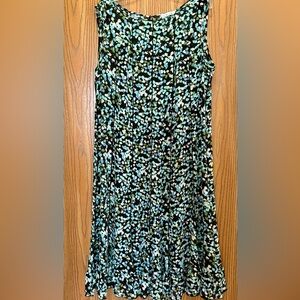 Sandra Darren Green and Blue Floral 2-piece Dress Set